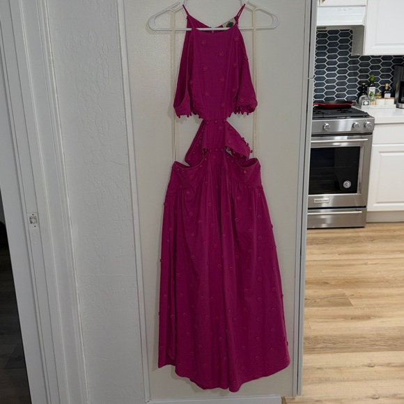 Farm Rio Fuchsia Linen Blend Midi Dress | M - Picture 3 of 16